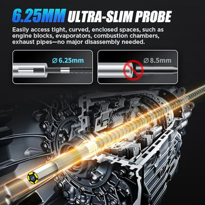 Two-Way Articulating Borescope, 210° Endoscope Camera with Light