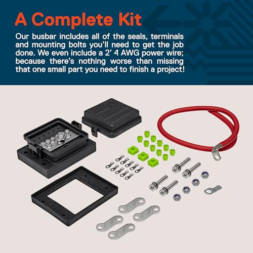 TRUE MODS 12V-48V Power Distribution Block Battery Terminal Ground Bus Bar