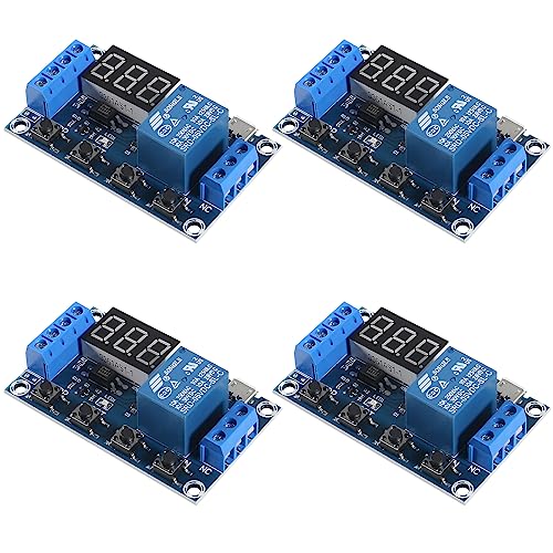 4pcs DC 6-30V Timer Relay Programmable Delay Relay Module Trigger Cycle Delay Timer Switch Turn On/Off Relay Module with LED Display / 5V Micro USB