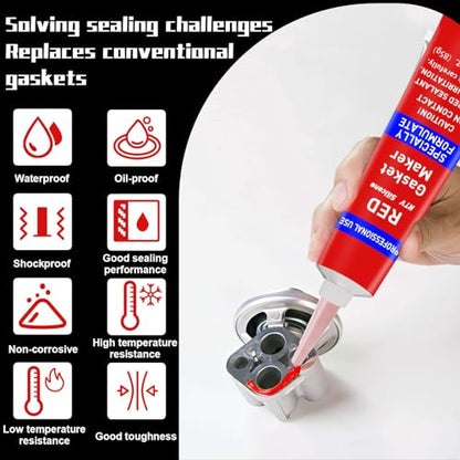 170g RTV Silicone Gasket Maker, Red Silicone Sealant Shockproof and Leakproof, High Temperature Resistant, RTV Sealant Can be Used in Engines, Transmissions, Superchargers and All Types of Gaskets - size: Red