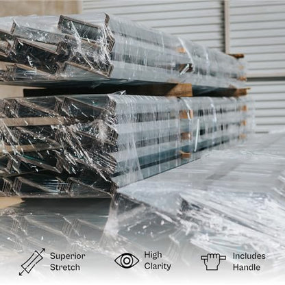 PSBM Mini Stretch Wrap with Plastic Handle, 12 Rolls 5 Inch x 1000 Feet 55 Gauge Heavy Duty Clear Plastic Wrap Industrial Strength Shrink Film for Moving, Packing & Shipping - size: 5 Inch, style: 55 GA