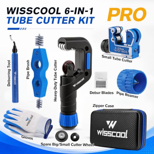 WISSCOOL Tube Cutter Set, 1/8"-2" OD Pipe Cutter Kit 6 in 1 - color: Blue, size: 6 in 1 Set