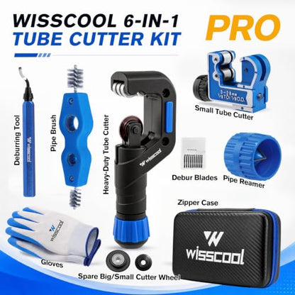 WISSCOOL Tube Cutter Set, 1/8"-2" OD Pipe Cutter Kit 6 in 1 - color: Blue, size: 6 in 1 Set