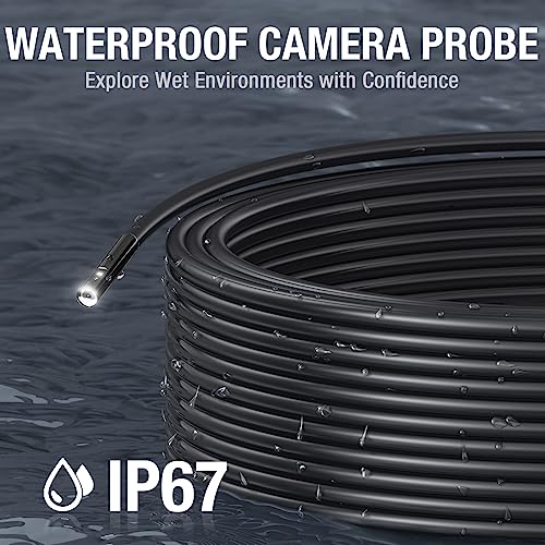 50FT Dual Lens Endoscope with Light, Teslong MS450 Drain Pipe Snake Camera - size: 50FT