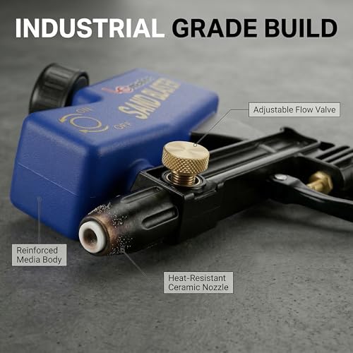 LE LEMATEC Sand Blaster Gun Kit for Air Compressor, Pistola de Arena - style: Ceramic Nozzle Blue