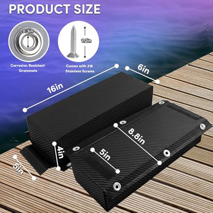 Dock Bumper,Dock Bumper Guard with Screws,Boat Dock Bumper for Boat Dock Vertical Pole Post or Corner Dock,PVC Piling Bumper-Post Bumper for Horizontal Deck or Pier Fenders - style: Carbon Fiber Black 3Pack Total 48IN