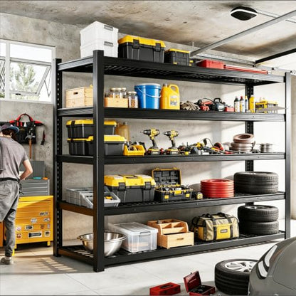 84" H Heavy Duty Wire Garage Shelving, 5-Tier Adjustable Industrial Metal Storage Shelving Unit,Standing Storage Rack for Warehouse and Basement, 24" D x 55" W x 84" H - size: 84"H × 54.9"W × 23.9"D