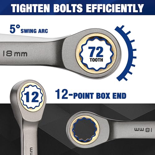 WORKPRO 22 PCS Ratchet Combination Wrench Set with Tool Box, Nickel Plating - style: Regular & Nickel Plating