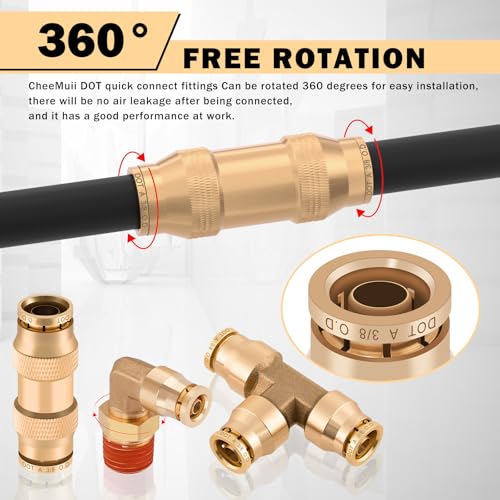 CheeMuii 288PCS Brass DOT Air Line Fittings with 4 Roll 100FT DOT Air Lines - size: 100FT-4ROLL-288PCS