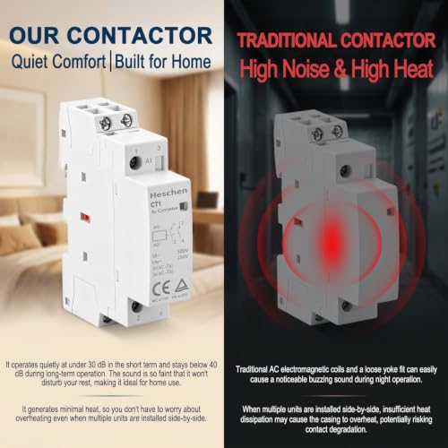 Heschen 25A 2 Pole Modular AC Contactor 2NO, 24V AC Coil - color: 24V AC Coil, size: 25 Amp