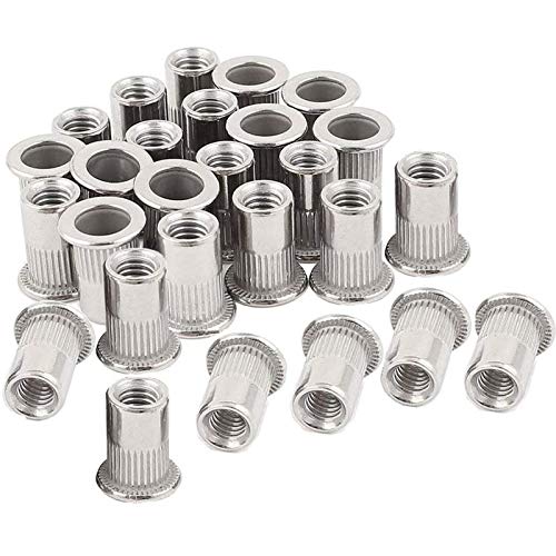 40pcs M6 Rivet Nuts Stainless Steel Threaded Rivet Insert Nuts Rivnuts Nutsert M6-1.0mm - size: M6