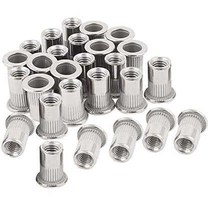 40pcs M6 Rivet Nuts Stainless Steel Threaded Rivet Insert Nuts Rivnuts Nutsert M6-1.0mm - size: M6