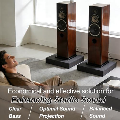 2-Pack Studio Monitor Speaker Noise Isolation Pads 3-Layer Acoustic Stand Riser Foam Subwoofer Isolation Pad Audio Vibration Platform Stabilizer (Large - for 8-10 inches) - size: Large - for 8-10 inches