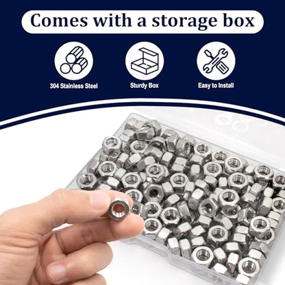ZQZ M6-1.0 Hex Nuts,150PCS Stainless Steel Hardware Nut 304 ss Threaded Nut - size: Metric M6;150 PCS