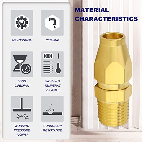 ChillWaves Brass Air Reusable Replacement Fitting,Hose-End Repair Fitting 1/4" ID Polyurethane Hose（1/4" Barb）x 1/4" NPT Rigid(5-PACK) - size: 1/4" Barb x 1/4" MNPT (1/4" ID 3/8" OD)