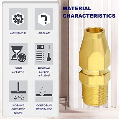 ChillWaves Brass Air Reusable Replacement Fitting,Hose-End Repair Fitting 1/4" ID Polyurethane Hose（1/4" Barb）x 1/4" NPT Rigid(5-PACK) - size: 1/4" Barb x 1/4" MNPT (1/4" ID 3/8" OD)