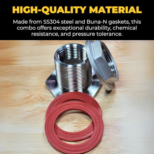 1” NPT SS304 EZ Seal Weldless Buna Bulkhead Silicone Gaskets - size: 1"-SILICONE, style: Pack of 1