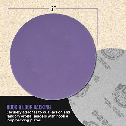 Dura-Gold Premium 320 Grit 6" Purple Film Ceramic Sanding Discs, Box of 50 - style: 320 Grit