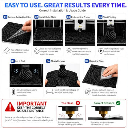 Upgraded 2 Packs 265x280MM Smooth PEO PET Build Plate and Double Sided Textured PEI Sheet Flexible Removable Spring Steel Heated Printing Bed Platform for Hi Combo 3D Printer - size: 265x280mm