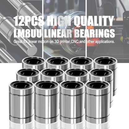 12Pcs LM8UU Linear Ball Bearings