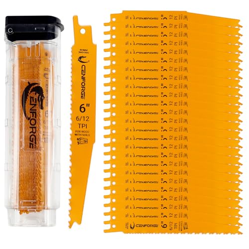 25-PC Reciprocating Saw Blades, 6 inch, 6-12 TPI, BI-Metal (M42+D6A) Material, Replace Milwaukee, Dewalt and Diablo sawzall Blade for Wood with Nails - style: 6 inch-6/12 TPI-25PC