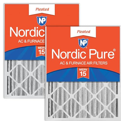 Nordic Pure 20x25x4 Pleated MERV 15 Air Filters 2 Pack - style: MERV 15