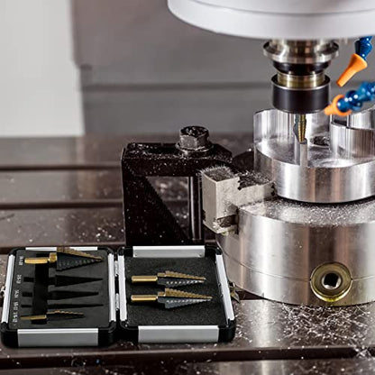 5PCS HSS Titanium Step Drill Bit Set for Metal Unibit - size: 5PCS Set