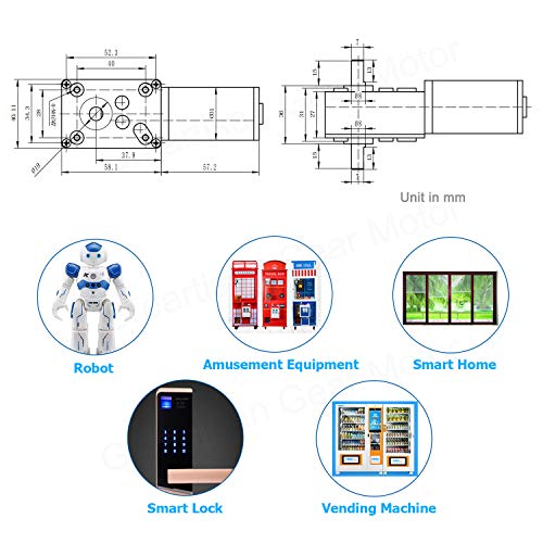 DC 12V 60RPM 7Kg.cm 8mm Double Shafts Self-Locking Reversible Worm Gear Motor with Cable, High Torque Speed Reduction Motor, Turbine Electric Gearbox Motor (Pack of 2) - size: Double Shafts (Pack of 2), style: 12V 60PM