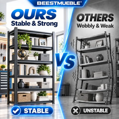 Metal Book shelf, Adjustable Industrial Bookcase with Double-Layer Columns - size: 48"Wx 24"Dx 88"H