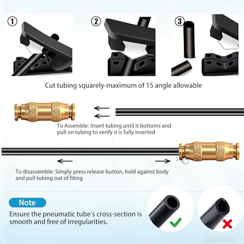 1/2" DOT Brass Push to Connect Air Brake Fitting, 4 Pack Pneumatic Tube Union Connector, 1/2 Inch Tube OD Push-in Fitting for Truck Trailer Air Lines & Industrial Piping Systems - size: 1/2inch