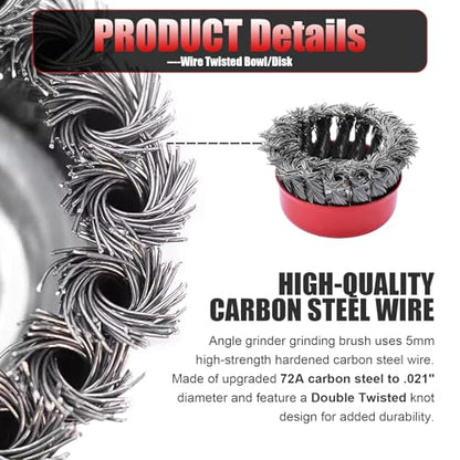 6 Pack Wire Wheel Brush Set for 4 1/2" Angle Grinder
