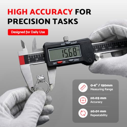 S&F STEAD & FAST Digital Caliper Measuring Tool 6 inch, Auto-Off