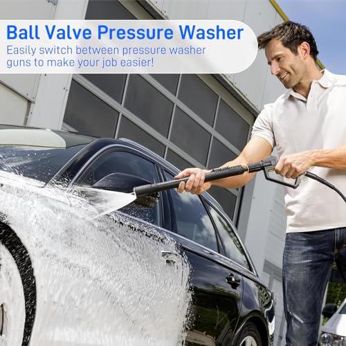 Ball Valve Pressure Washer, 3/8" DN10 Ball Valve, High Pressure Ball Valve for Power Washer Hose, 5000 PSI