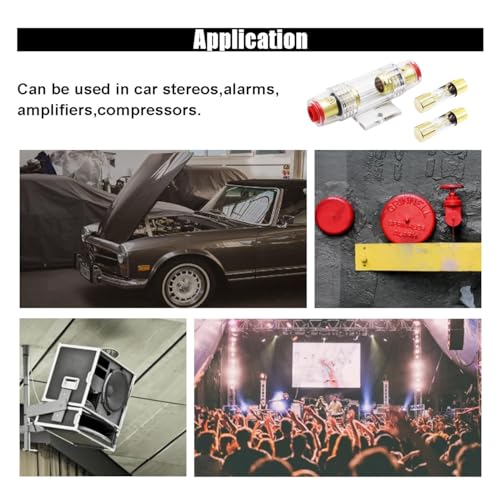smilfuy 4-8 Gauge AWG in-line Fuse Holder with 2 100A AGU Fuses - size: 3PCS
