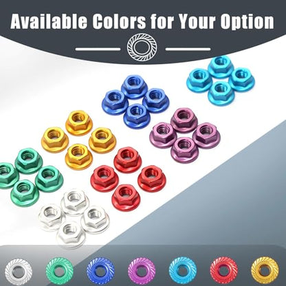 Flange M4 Lock Nuts Aluminum Alloy Serrated Nylon Self-Tightening M4 Wheel Hardware for Traxxas Redcat Arrma Axial HPI TLR ECX Model RC Car Crawler Truck Buggy Upgraded Parts, 4 Pcs - color: Blue, size: 4Pcs