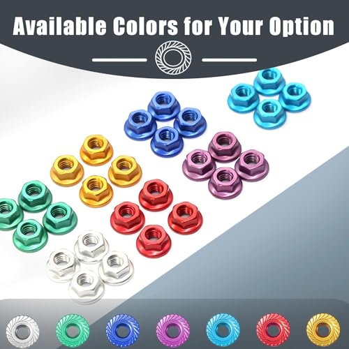 8Pcs M4-0.7 Aluminum Flange Lock Nuts for 1/10 RC, Blue - color: Blue, size: 8Pcs