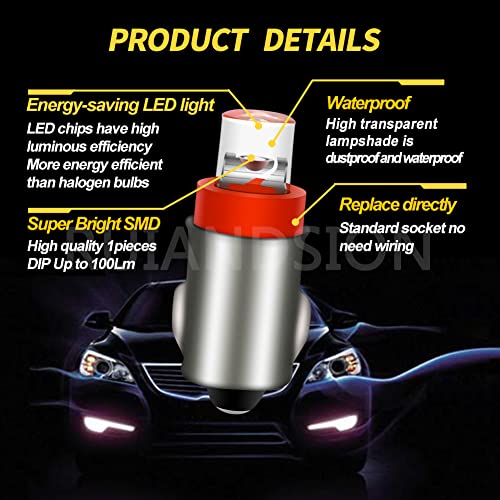 Ruiandsion BA7S 12V LED Bulb for Auto Cluster Warning Light – Red - color: Red