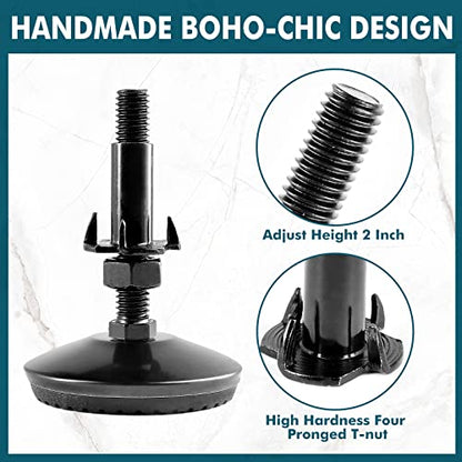 M8 Leveling Feet with 2" Thread Length - Black, 4 Set - color: Black, size: M8 x 50mm