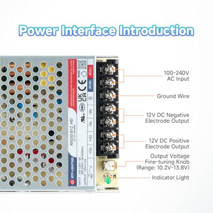 BTF-LIGHTING Power Supply DC12V 200W UL Recognized Component for LED Strip - size: 12V200W