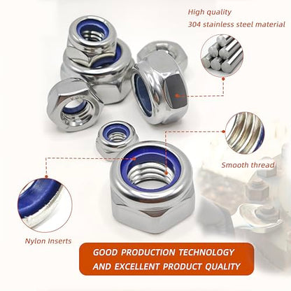 60pcs Metric Nylon Insert Lock Nuts Assortment Set - size: 60pcs Assortment Set