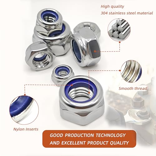 M5 x 0.8mm Metric Nylon Insert Lock Nuts (100pcs) DIN 985 Locknuts 304 Stainless Steel Hex Nylock Nuts Reusable Anti-Loose Corrosion-Resistant for DIY Home Automotive Industrial - size: M5 x 0.8mm 100pcs