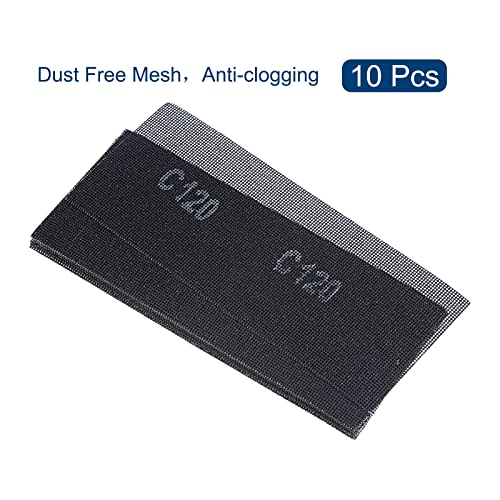 uxcell 10pcs Mesh Sanding Sheets 120 Grits 4-1/2-inch x 11-inch Mesh Sandpaper Pad for Wood Wall Repair, Dust-Free Wet/Dry Polish - style: 120 Grit