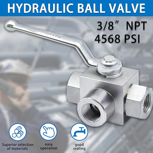 TieMin High Pressure Hydraulic Ball Valve 3/8"NPT, 3 Way Ball Valve, 3/8 Inch Hydraulic Valve 4568 PSI (315bar) Silvery. - color: 3/8" NPT, size: 3-Way