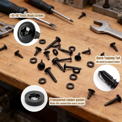 weideer 1220pcs Self Tapping Screws for Metal, 410 Stainless Steel,#8#10 - size: BK 1220PCS #8#10 Kit