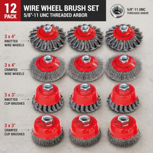 HOMO FABER 12 Pack Wire Wheel Brushes for Angle Grinder, 4-1/2", 5/8"-11