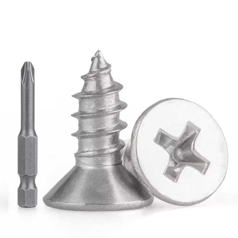 #2 x 3/16" (100 PCS) Stainless Steel Flat Self-Tapping Screws (ST2.2x4.5mm) - size: #2 x 3/16" (100 PCS)