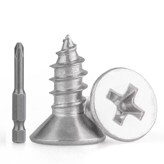 #2 x 3/16" (100 PCS) Stainless Steel Flat Self-Tapping Screws (ST2.2x4.5mm) - size: #2 x 3/16" (100 PCS)