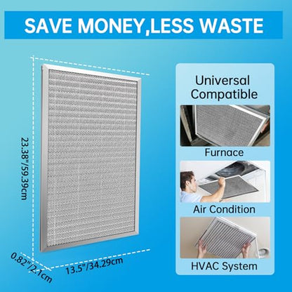 UBeesize 14x24x1 Reusable Electrostatic Air Filter HVAC AC Furnace Filter,MERV 8,Washable, Lasts a Lifetime,Permanent Air Filter,Breathe Fresher,Home And Office(Actual Size:13.38x23.38x0.82 Inch) - size: 24" x 14" x 1"