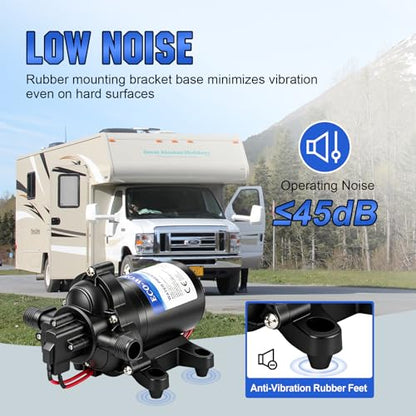 ECO-WORTHY RV Water Pump 12Volt 3.5GPM 50PSI 12V Fresh Diaphragm Pump with Pressure Switch and Self-Priming for RV Yacht Garden Sprayer Food Truck - color: Black 2