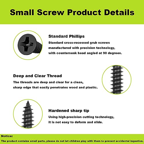 Small Wood Screws Assortment Kit - 600pcs M3 Black Wood Screws Set - color: M3-Black, size: 600PCS